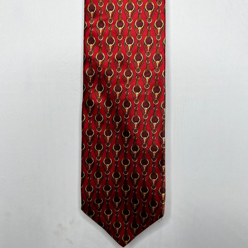 Scappino Men’s Necktie 4” Red & Gold Silk Neck Tie Bridal Bits